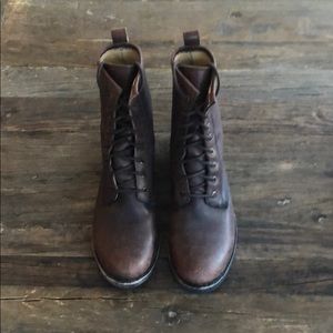 FRYE Veronica Combat Boots in Dark Brown